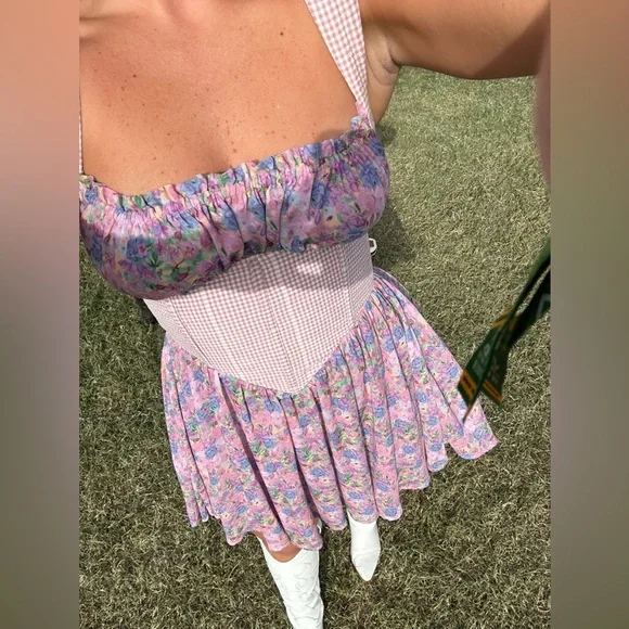 For Love & Lemons Brenna Mini Floral Dress Size Medium NWT - Picture 9 of 15